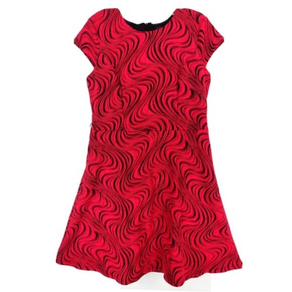r&k originals Dresses & Skirts - R&K Red & Black Swirl midi Dress 10P